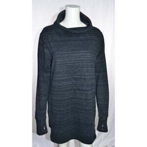 Duluth Double Knit Cowl Neck Tunic Sweater Heather Gray/Black Size L